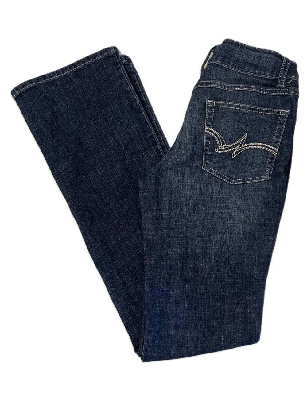 Wrangler Mae Jeans Women Sz 5/34 Bootcut Blue Mid Rise Dark Wash 09MWZDO Stretch